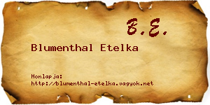 Blumenthal Etelka névjegykártya